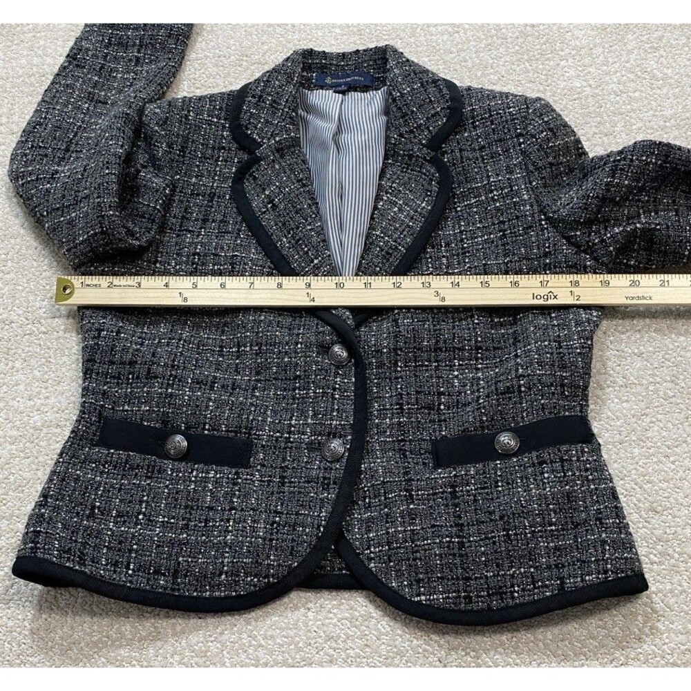 Brooks Brothers Bouclé Blazer Jacket Check Gray Black Women's Size 4 - Picture 13 of 16